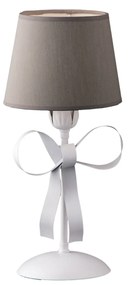 Lumetto Shabby Chic Lucy Bianco 1 Luce Paralume Tortora