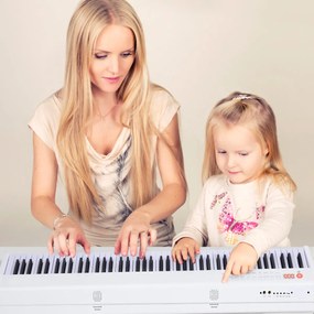 Costway Pianoforte digitale 88 tasti con funzione Bluetooth,Tastiera elettronica portatile con 88 tasti Bianco