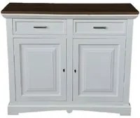 Credenza 2 ante legno bianco noce bicolore shabby 117x46x96 - Mobili 2G