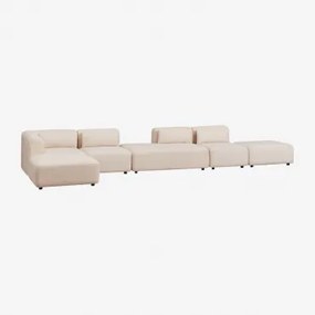 Divano Componibile Chaise Longue Angolare Sinistro In 4 Pezzi Con Dormeuse E Pouf Fogler Ciniglia Crema Beige - Sklum