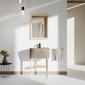 Mobile bagno da terra con lavabo L 50 x H 57 x P 41.5 cm frassino naturale e terra per vasca centrale Tino