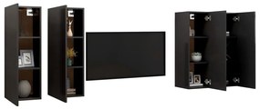 Mobili TV 4 pz Neri 30,5x30x90 cm in Legno Multistrato