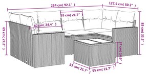 Set divani da giardino 7 pz con cuscini beige in polyrattan