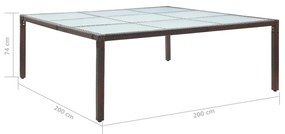 Tavolo da giardino marrone 200x200x74 cm in polyrattan