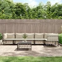 Set Divani da Giardino 7 pz con Cuscini Antracite in Polyrattan 3186756