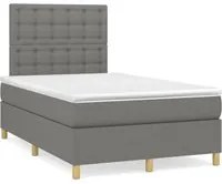 Letto a Molle Materasso e LED Grigio Scuro 120x190cm in Tessuto 3270275