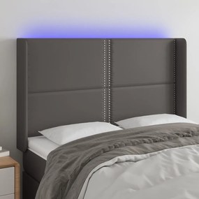 Testiera A Led Grigio 147x16x118/128cm İn Similpelle /
