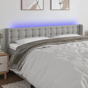 Testiera A Led Grigio Chiaro 203x16x78/88 Cm İn Tessuto /