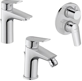 Set miscelatori lavabo bidet e doccia 2 uscite con scarico e corpo incasso a muro cromo Duravit no 1