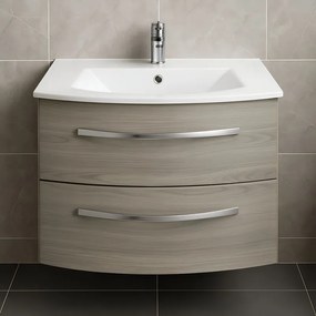 Mobile bagno con lavabo L 70 x H 48 x P 48 cm rovere grigio 2 cassetti per vasca centrale Image