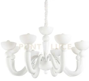 Bon bon lampadario a sospensione 8 luci attacco e14 bianco d.95,5cm