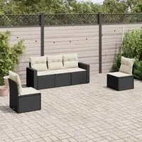 Set Divani da Giardino 5 pz con Cuscini in Polyrattan Nero 3218776