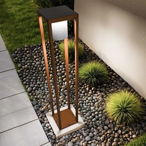 Paletto Lanterna Solare 80cm Corten con Sensore + Picchetto Colore  Bianco Naturale 4.000K