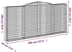 Cesti Gabbioni ad Arco 6 pz 400x30x180/200 cm Ferro Zincato