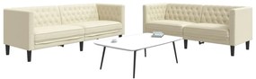 Set Divani Chesterfield 2pz Crema İn Similpelle /