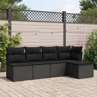 Set Divani da Giardino 5 pz con Cuscini in Polyrattan Nero 3217515