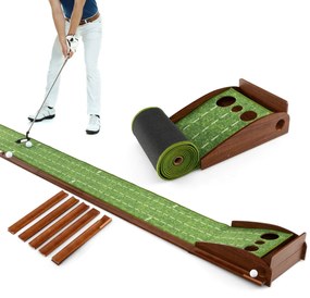 Costway Tappetino da golf per interni ed esterni, Tappetino per putting green con ritorno automatico della palla 302x37x15cm