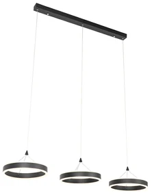 Lampada a sospensione nera oblunga incl. LED dimmerabile a 3 livelli 3 luci - Lyani