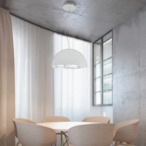 Lampadario Glamour Venice bianco paralume bianco E27 Ø40cm LUMICOM