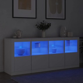 Credenza con luci led bianca 163x37x67 cm