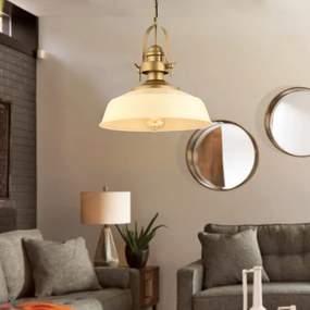 Lampadario a sospensione con cavo MONZA 1xE27/40W/230V Ø 35 cm crema/bronzo