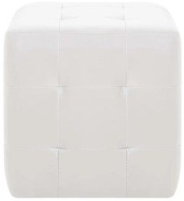Pouf 2 pz Bianco 30x30x30 cm in Similpelle