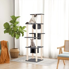 Albero per gatti con tiragraffi in sisal grigio scuro 169 cm