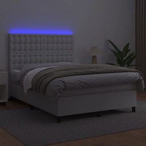 Giroletto molle con materasso e led bianco 140x200cm similpelle