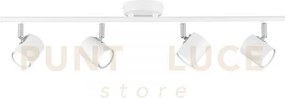 Spot zero bianco 4 luci attacco gu10 70x9,7x7cm in metallo orientabile
