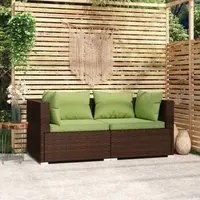 Divano a 2 Posti con Cuscini in Polyrattan Marrone cod mxl 35919