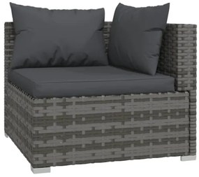 Set Divani da Giardino 7 pz con Cuscini in Polyrattan Grigio