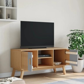 Mobile tv olden grigio e marrone 114x43x57 cm massello di pino