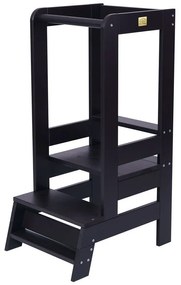 Torre di apprendimento nera in pino massiccio Montessori – Meowbaby