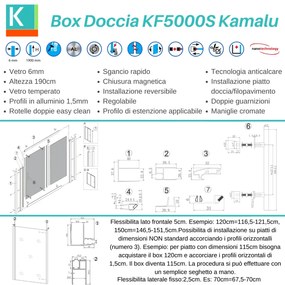 Kamalu - box doccia angolo 120x70 vetro 6mm anticalcare kf5000s