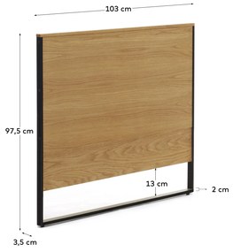 Kave Home - Testiera Taiana in impiallacciato rovere e gambe in acciaio finitura verniciata nera 90 cm