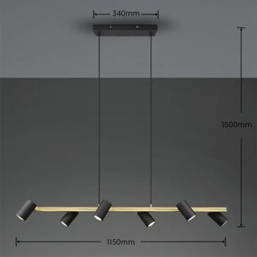 Trio - Lampadario a sospensione con cavo MARLEY 6xGU10/35W/230V nero/oro