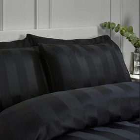 Set copripiumino e federa nero in raso di seta per letto matrimoniale 3 pezzi 200x200 cm So Soft Satin Stripe – Catherine Lansfield