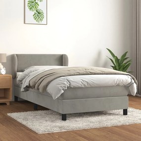 Giroletto A Molle Con Materasso Grigio Chiaro 100x200cm Velluto /