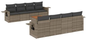 Set divano da giardino 9 pz con cuscini grigio in polyrattan