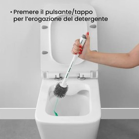 Portascopino con spazzola WC igienizzante in plastica bianca