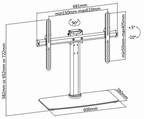 Nedis TVSM2330BK − Supporto Full Motion per TV 32-65/3 livelli di altezza