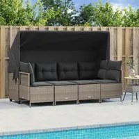 Set Divano da Giardino 5pz con Cuscini Grigio Chiaro Polyrattan 3261532