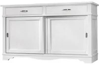 Madia credenza in legno massello 2 ante scorrevoli 2 cassetti bianco l.160 p.50 h.95 - Mobili 2G