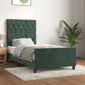 Giroletto Senza Materasso Verde Scuro 80x200 Cm İn Velluto /