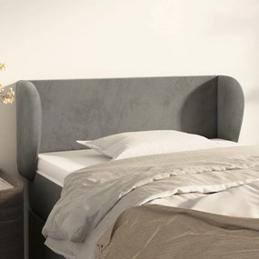 Testiera Ad Orecchio Grigio Chiaro 83x23x78/88 Cm İn Velluto /