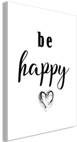 Quadro Be Happy (1 Part) Vertical  Colore bianco e nero, Dimensioni e Misure 40x60