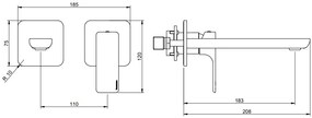 Treemme Hask RWIT6AC5CC03 miscelatore monocomando lavabo incasso 183mm in ottone cromo