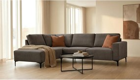 Divano angolare color antracite (con penisola a sinistra/a L) con rivestimento in ciniglia Fabian – Scandic