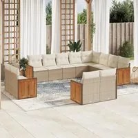 Set Divani da Giardino 12 pz con Cuscini Beige in Polyrattan 3260595