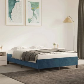 Giroletto Senza Materasso Blu Scuro 140x200 Cm Velluto /